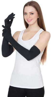 Mohan Retail Cotton Arm Sleeve For Women(Free, Black)