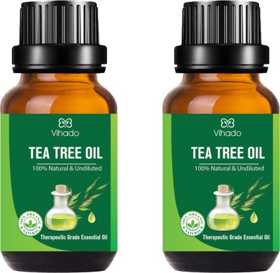 Vihado Tea Tree Essential Oil For Skin, Hair, Face, Acne Care, Pure, Natural (10 ml) (Pack of 2 )(20 ml)