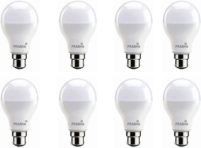 PRABHA 3 W Basic Round B22 LED Bulb(White, Pack of 8)
