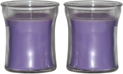 Shraddha Creation Curve Glass Wax Candle(Purple, Pack of 2)