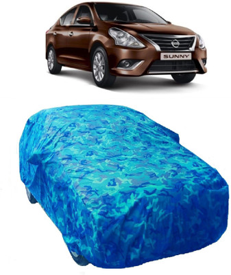 Gargi Traders Car Cover For Nissan Sunny (With Mirror Pockets)(Blue)