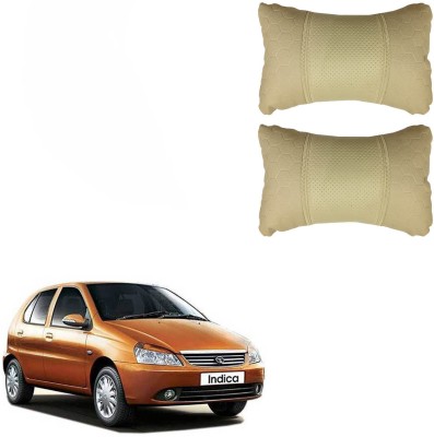 PulGos Beige Leatherite Car Pillow Cushion for Tata(Rectangular, Pack of 2)