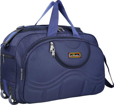 Inte Enterprises (Expandable) navy blue round neck duffel trolley bag Duffel With Wheels (Strolley)
