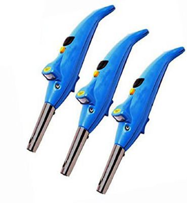 Aryshaa Best Quality 2 in 1 Kitchen Dolphin Shape Electronic Gas Lighter with Led Torch Plastic in multi-color (Pack of 3) Plastic Electronic Gas Lighter(Multicolor, Pack of 3)