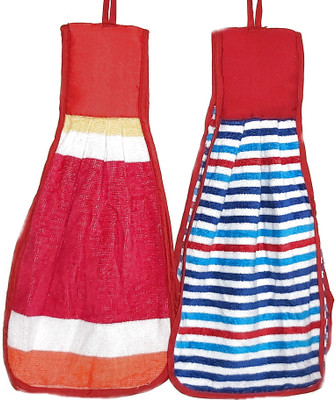 BAANSURI printed Soft Cotton Double Sided Hanging Hand Towel Napkin Blue Stripes Cloth Napkins(2 Sheets)