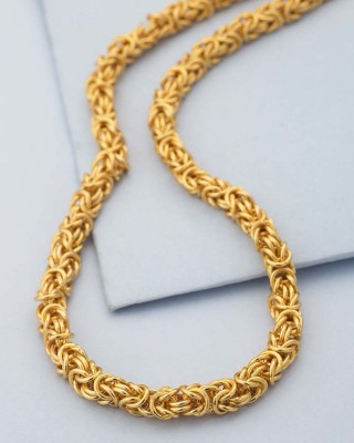 Fashion Frill Golden Chain For Boys Necklace Chains For Men Girls Stylish & Fancy King Design Gold-plated Plated Brass Chain