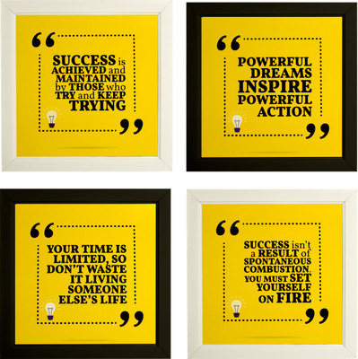 Indianara Motivational quotes 2135 Digital Reprint 9.5 inch x 9.5 inch Painting(With Frame, Pack of 4)