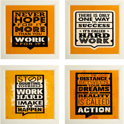 Indianara Motivational quotes 2139 Digital Reprint 9.5 inch x 9.5 inch Painting(With Frame, Pack of 4)