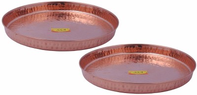 Shivshakti Arts Set Of 2 Copper Thali Plate For Dinnerware Dinner Plate(Pack of 2)