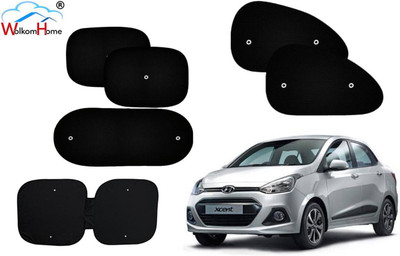 WolkomHome Dashboard, Side Window, Rear Window Sun Shade For Hyundai Xcent(Black)