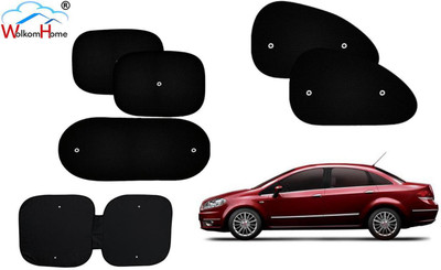 WolkomHome Dashboard, Side Window, Rear Window Sun Shade For Fiat Linea(Black)