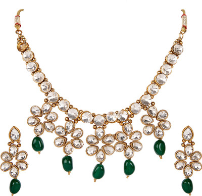 JEWELS GURU Alloy Gold-plated White Jewellery Set(Pack of 1)
