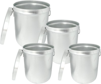 bartan hub Aluminium Grocery Container  - 10000 ml, 15000 ml, 20000 ml, 25000 ml(Pack of 4, Silver)