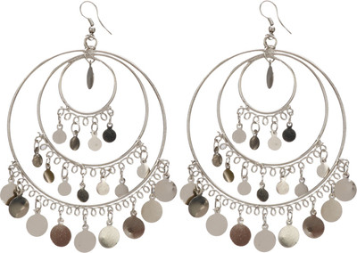 zilleria Big Loop Concentric Circle Dangle Stainless Steel Drops (7 Cm) big earring Alloy, Metal Chandbali Earring