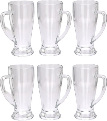 AFAST (Pack of 6) Stylish Designer Beer Mug Set Of Six, Glass, Transparent, 665 Ml Br09 Glass Set Beer Mug(250 ml, Glass, Clear)