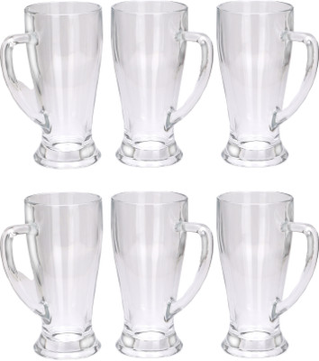 AFAST (Pack of 6) New Stylish Designer Bear/Juice Multipurpose Glass/Mug with Easy Grip Handle, Transparent, Clear, Set of 6-D1 Glass Set Beer Mug(415 ml, Glass, Clear)