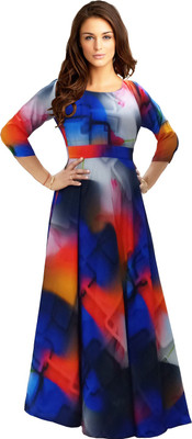 EVALAXY Women Fit and Flare Multicolor Dress