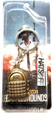 Hats Off PUBG Golden colour bagpack metal key chain | Attractive sturdy look key ring Key Chain