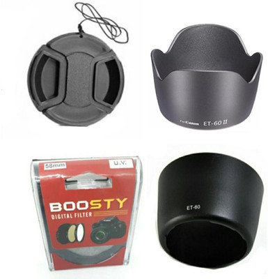 BOOSTY 2 Pcs eET 60 lens hood + 58mm uv filter and lens filter cap  Lens Hood(58 mm, Black)