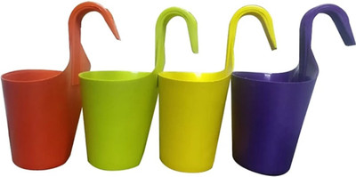Bromine HANGING FLOWER POT SET OF 4 Plant Container Set(Pack of 4, Plastic)