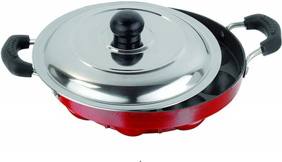 wrypro Suited 12 Cavity Non-stick Appam Maker with Lid Paniarakkal with Lid 1 L capacity 23 cm diameter(Aluminium, Non-stick)