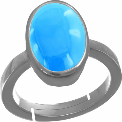 CHIRAG GEMS `cts Stone Panchdhatu Adjustable Ring for Men Brass Turquoise Sterling Silver Plated Ring