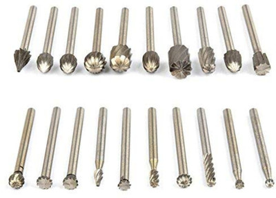 DIY Crafts D2725 20pcs Rotary Bit Burrs Set HSS Tungsten Carbide Wood Milling Burrs Rotary Bit Set(20 Bits)