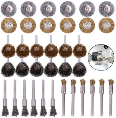 DIY Crafts 36pcs Brass Steel Brush Set Buffing Wheel Cup End Brush Rotary Tool(5 mm)