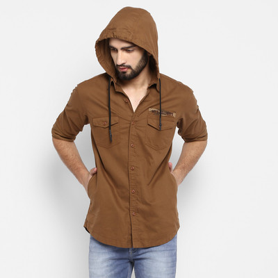 mufti-men-solid-casual-brown-shirt