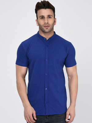 Tap in Men Solid Casual Blue Shirt
