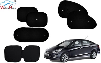 WolkomHome Dashboard, Side Window, Rear Window Sun Shade For Hyundai Verna Fluidic(Black)