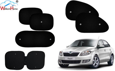 WolkomHome Dashboard, Side Window, Rear Window Sun Shade For Skoda Rapid(Black)