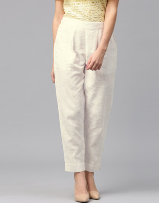 GreyRouze Regular Fit Women White Trousers