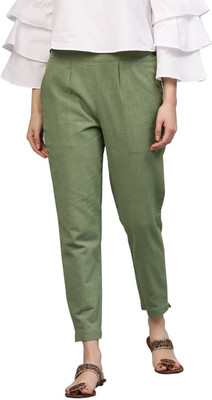 GreyRouze Regular Fit Women Light Green Trousers