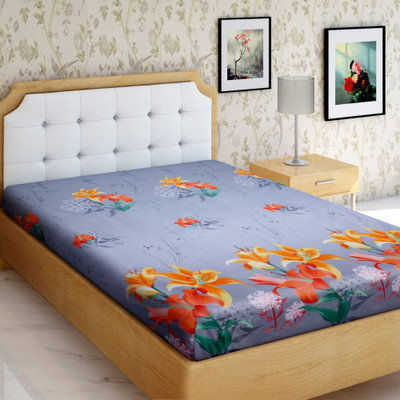 IWS 144 TC Microfiber Single 3D Printed Flat Bedsheet(Pack of 1, Grey)
