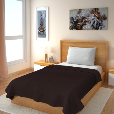 IWS Solid Single Fleece Blanket for  AC Room(Polyester, Brown)