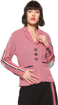 CAMPUS SUTRA Self Design Single Breasted Casual Women Blazer(Red)