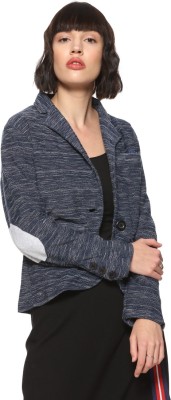 CAMPUS SUTRA Self Design Single Breasted Casual Women Blazer(Blue)