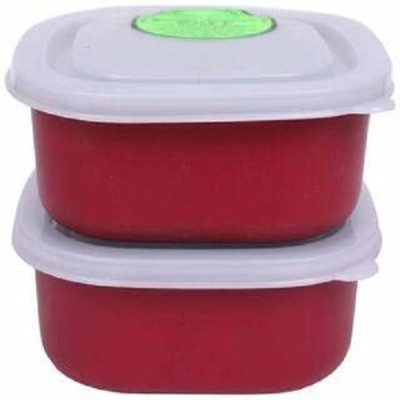 WORLD OF KITCHENCRAFT Steel Fridge Container  - 300 ml(Pack of 2, Red)