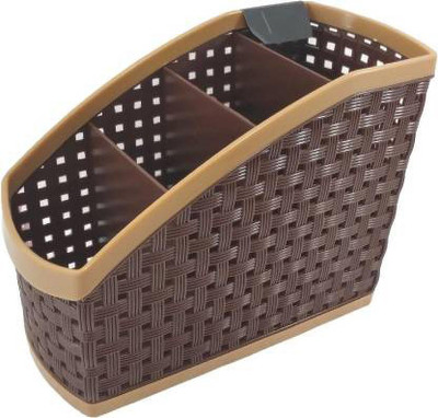 Mahi 4 Compartments Plastic Multipurpose Stand(Brown)