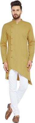 See Designs Men Solid Straight Kurta(Beige)