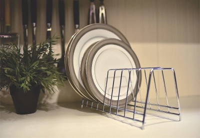 Levon Plate Kitchen Rack Steel Stainless Steel Plate Rack | Dish Rack | Plate Stand | Dish Stand | Lid Holder Utensil Rack for Kitchen - 6 Sections| with Anti-Rust Nano Coating