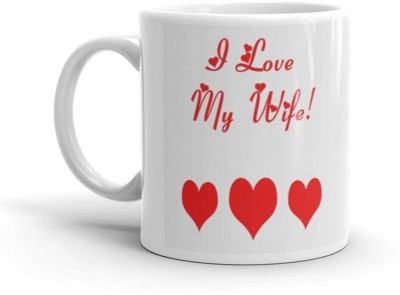 Kesri Gifts I Love My Wife Theme(valent-mug-1096) Ceramic Coffee Mug(325 ml)