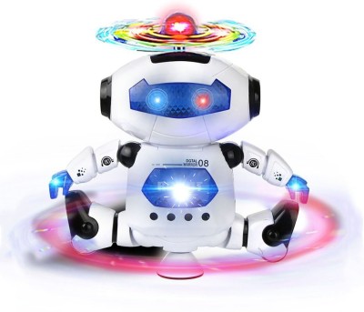 Generic HickoryDickoryBox 3D Naughty Robot with Flashing Lights, Music and Rotating Fan on Head(Multicolor)