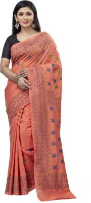 DipDiya Embroidered Bollywood Cotton Blend, Cotton Silk Saree(Pink)