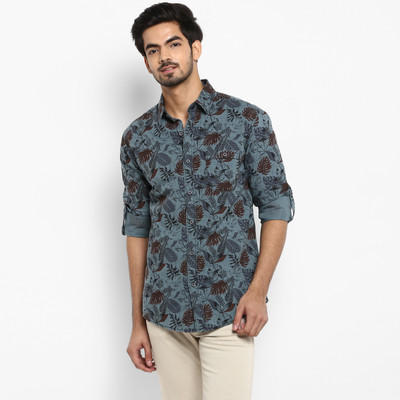 mufti-men-printed-casual-blue-shirt-1