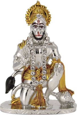 9facts Lord Hanuman Car Dashboard Idol Spiritual Vastu Pooja Figurine Sculpture / Designer Stone Studded Puja Religious Idol Decorative Showpiece Decorative Showpiece  -  8 cm(Plastic, Silver, Gold)