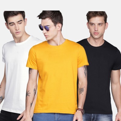 Mode Rebel Solid Men Round Neck Multicolor T-Shirt