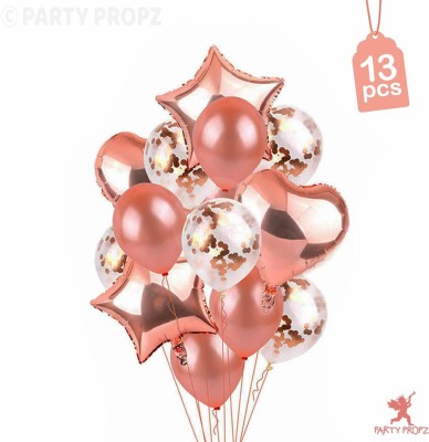 Party Propz Solid 18Pcs Rose Gold Balloons Combo for Birthday Decoration Balloon Bouquet(Gold, Pack of 13)