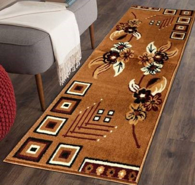 Qplus Gold Polyester Runner(4 ft,  X 6 ft, Rectangle)